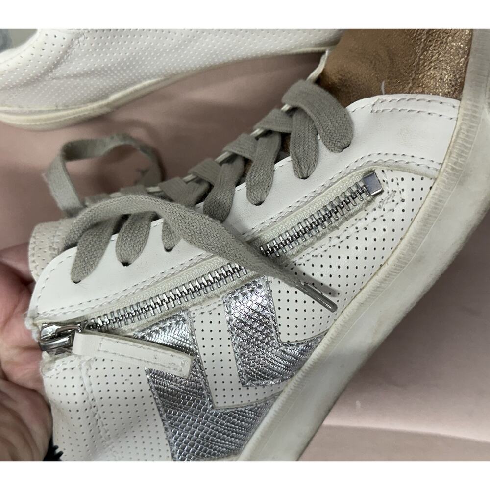 Dolce Vita Sneakers Womens Size 8 M Zello Mid Top Leather Metallic European Chic - Picture 5 of 8